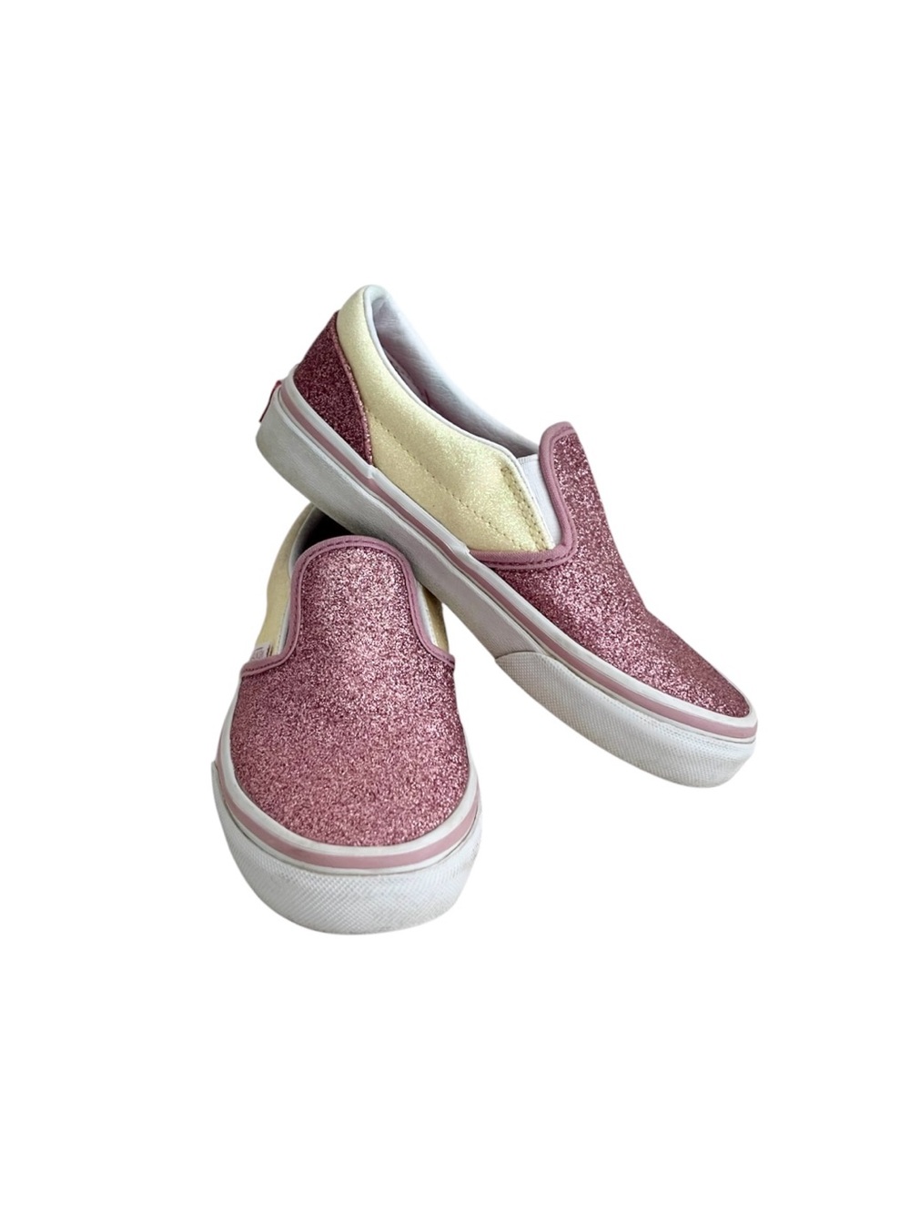 Vans girls Classic Slip-On rose gold glitter sneaker